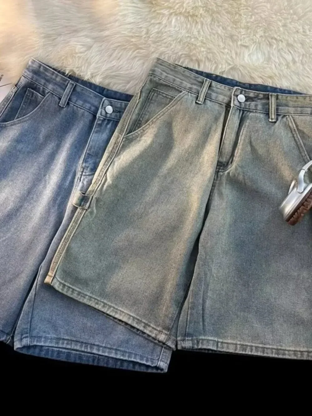 Men's Full Size High-Waisted Wide-Leg Denim Shorts Plus Size - Picture 6 of 7